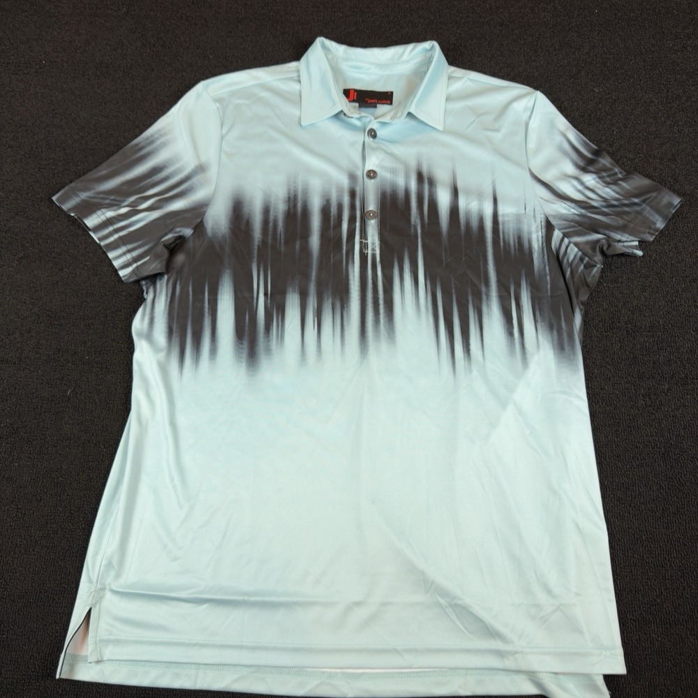 Jamie Sadock Golf Polo Shirt Large‎ Blue/Black Abstract Wavelength S/Sleeve